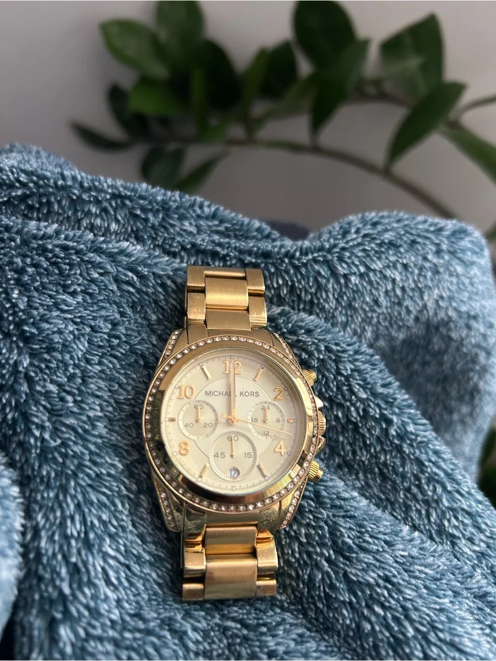 Michael Kors Gold-Tone Women’s Chronograph Watch with Crystal Accents